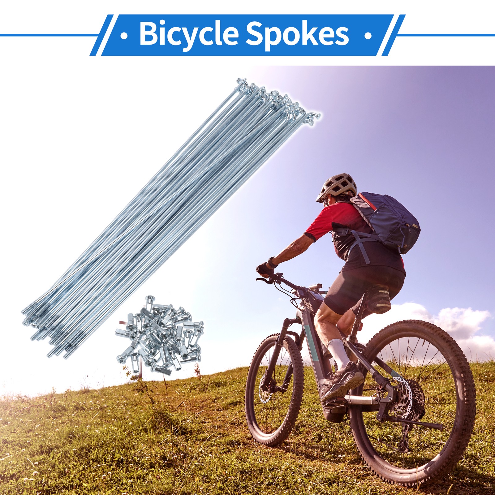 1 Set 12G 230mm Length Bicycle Spokes Nipple Carbon Steel Galvanized Universal