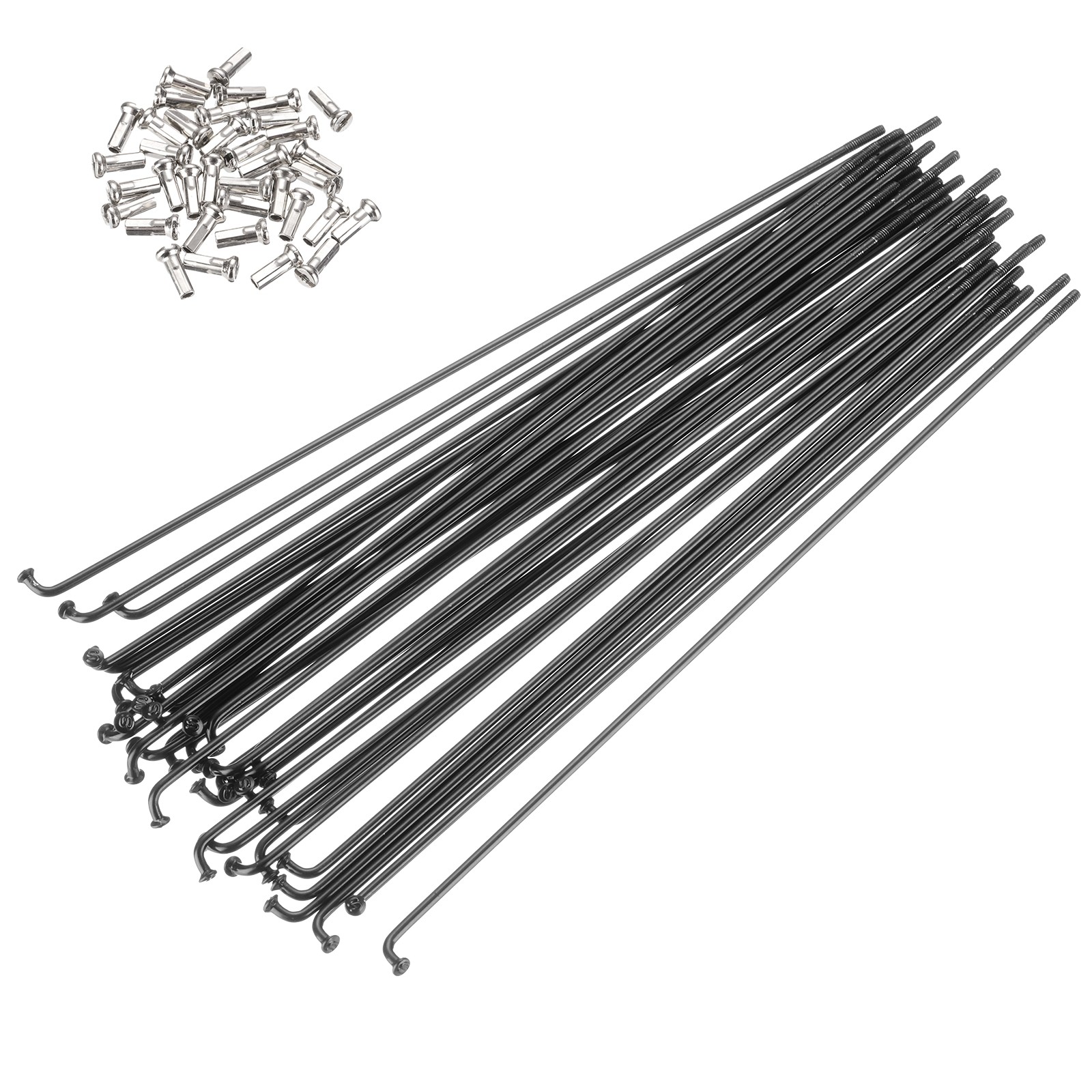 36Pcs 14G Bicycle Spokes 182mm J Bend 2mm Bike Spoke with Brass Nipple, Black