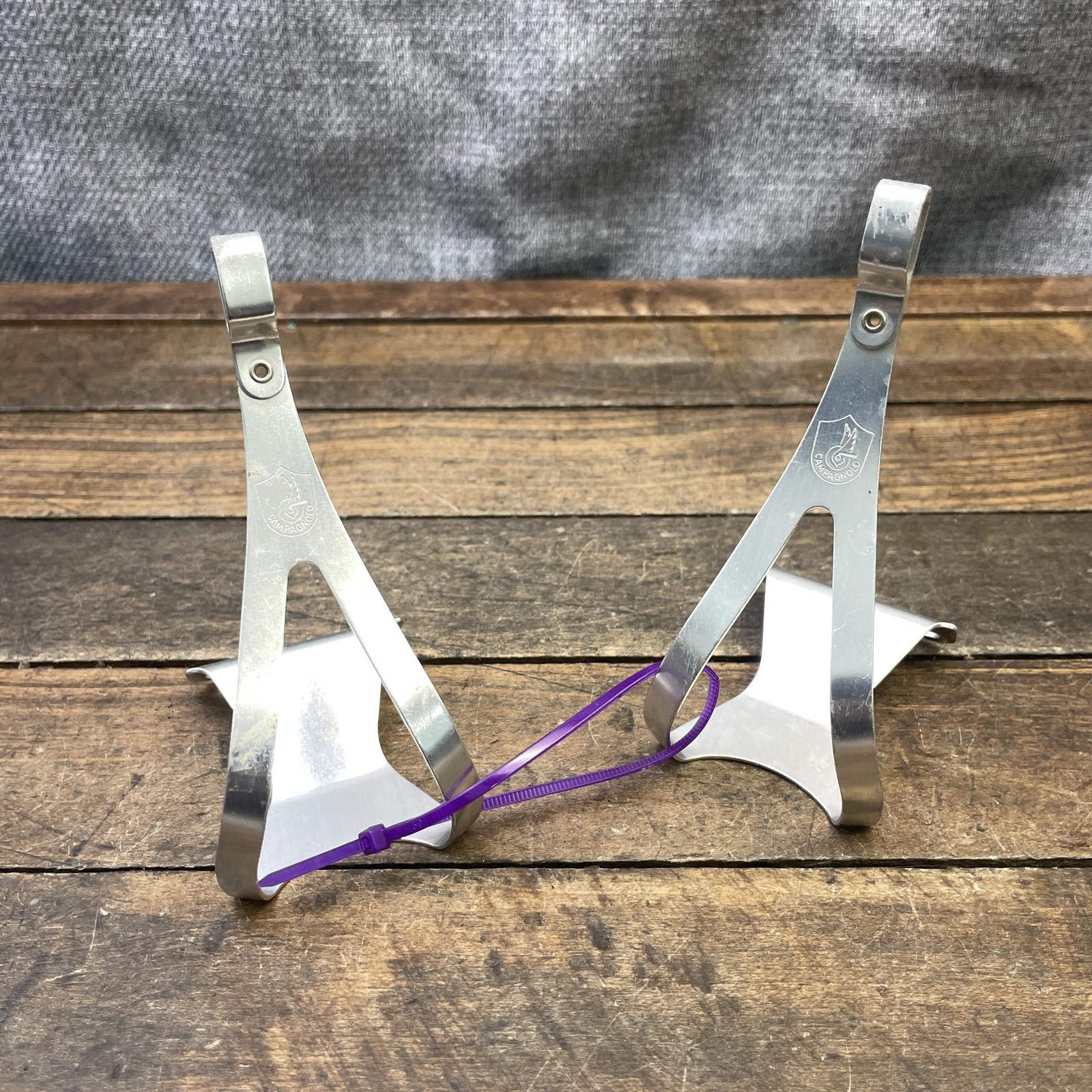 Vintage Campagnolo Toe Clip Set Silver Alloy Road Track Bike Fits Record Pedals