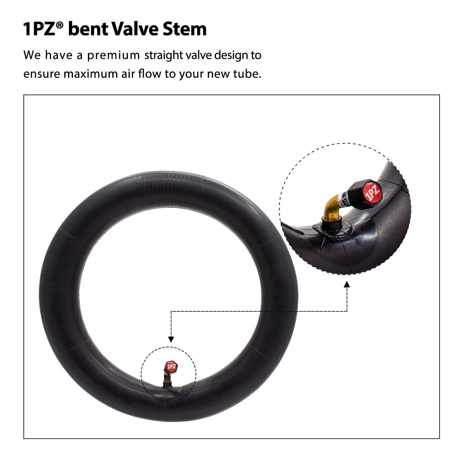 1PZ 2-Pack Heavy-Duty 90° Valve 10×2 10×2.125 Inner Tube Replacement for 10×1…