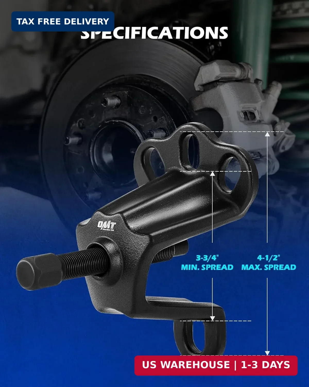 Front Wheel Hub Puller, Universal Flange Type Hub & Axle Remover Tool | Fits 3-3
