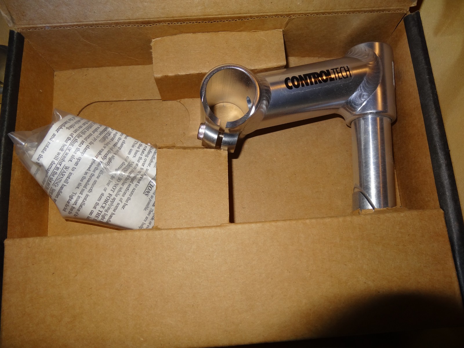 New Control Tech Road Stem 25.4/1″ 90mm -15° Stem Silver Quill NOS