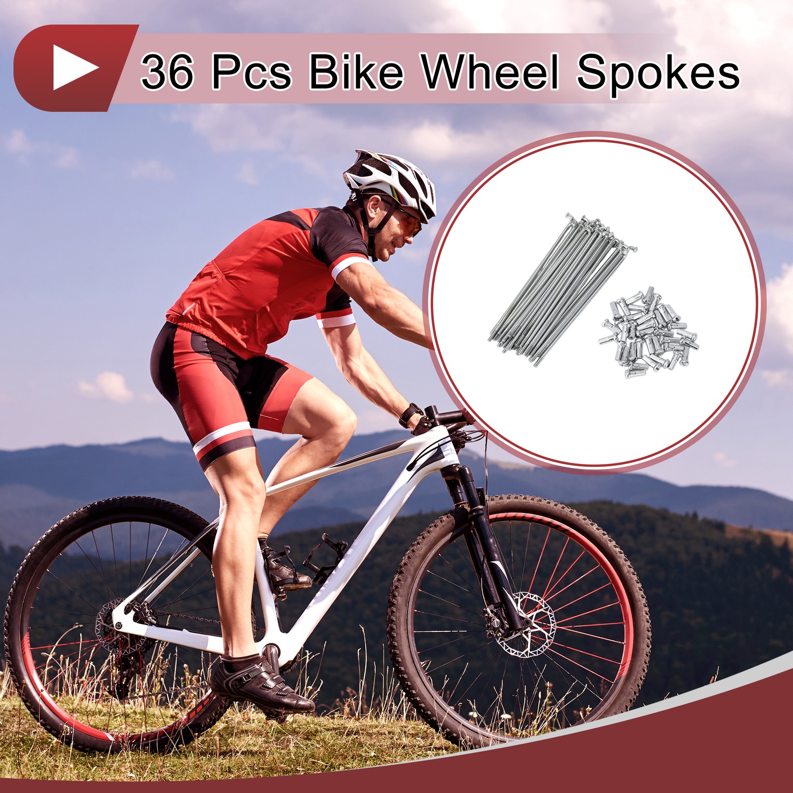 36 Set 13G Bicycle Spokes 97mm Bike Wheel Spokes 45 Steel Galvanized Silver Tone