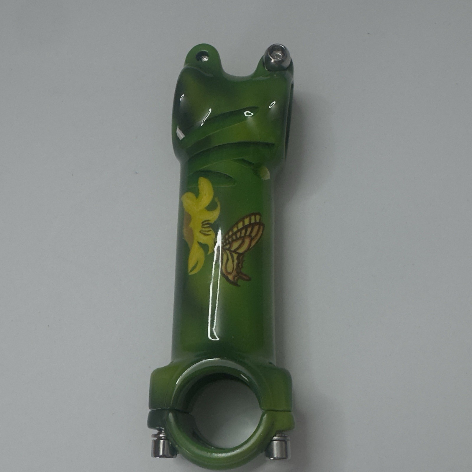 Vintage ITM Forged Lite Luxe stem 110mm Green Hand Painted Butterfly Gilt Wood B