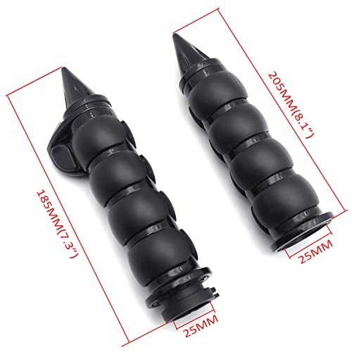 TRHB114E-25- Motorcycle Black 25mm 1″ Spike Handlebar Grips Throttle Boss