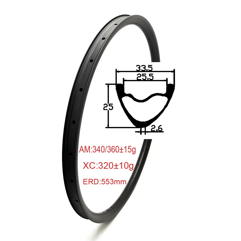 27.5inch Carbon MTB Bicycle Rims Asymmetric Tubeless 650B Enduro Bike Wheels