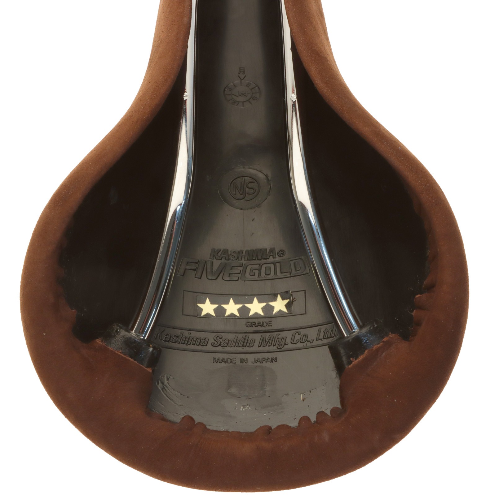 Kashimax Five Gold 7P Saddle NJS 30mm Rails Brown Suede Leather NEW NOS