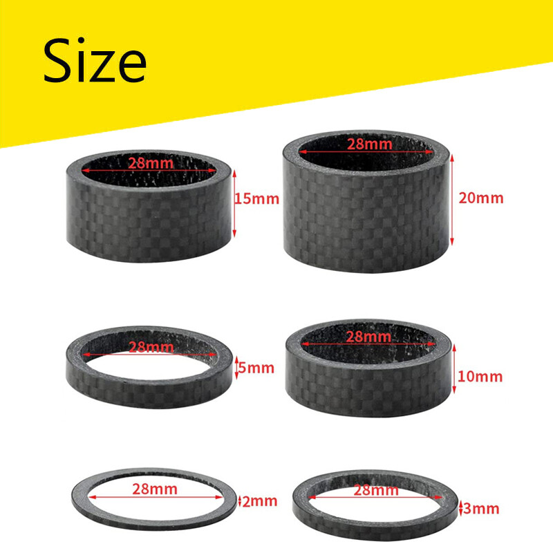 11PCS Carbon Fiber Headset Spacers Mountain Road Bike Front Fork Washers 1-1/8″