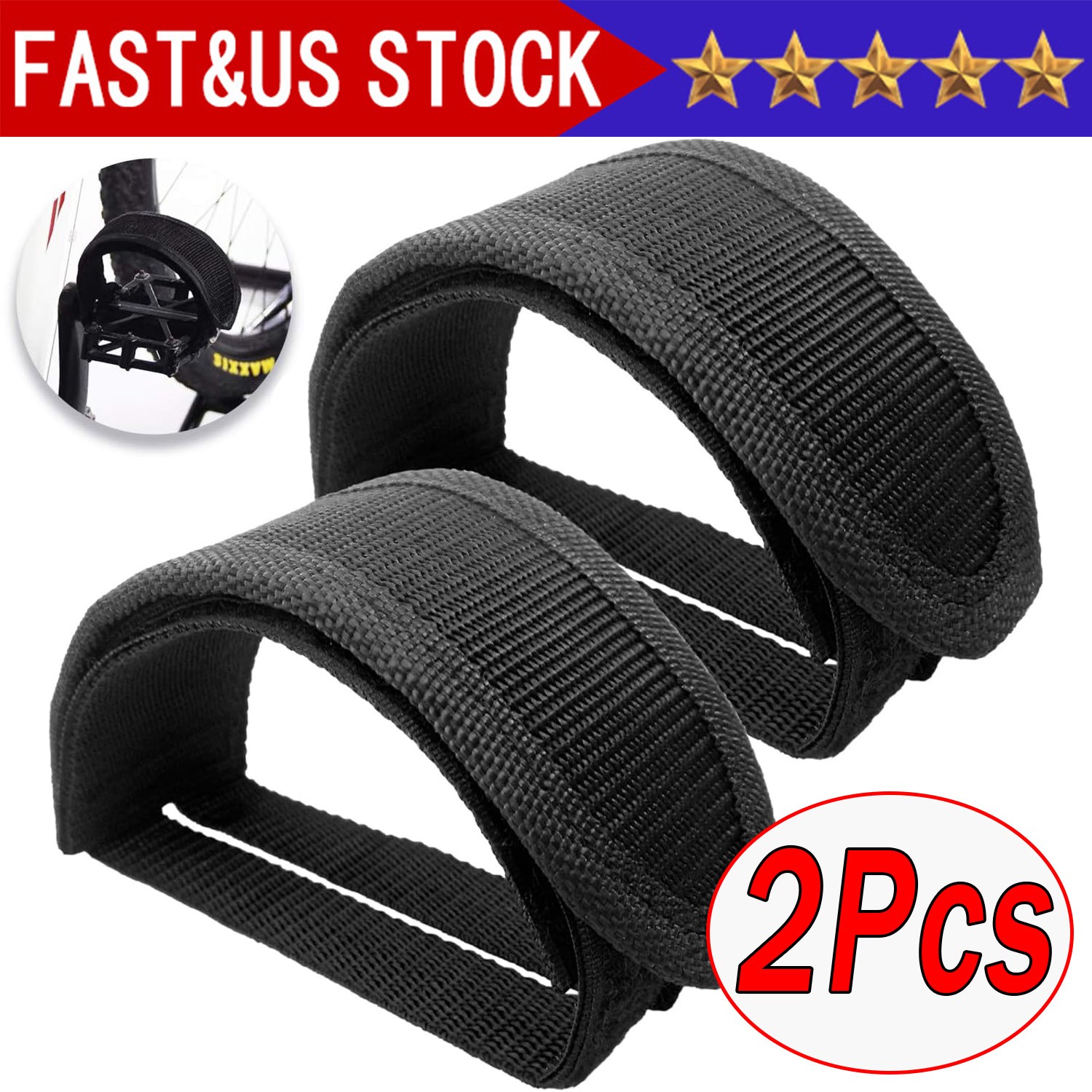 2Pcs Bicycle Pedal Strap Adjustable Anti-slip Cycling Stirrups Bike Foot Holder