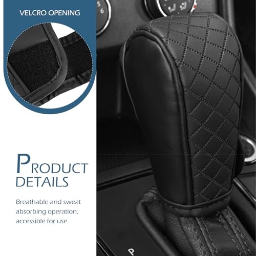 Car Gear Shift Knob Cover, Anti-Slip Breathable Leather Gear Shift 1 PC Black