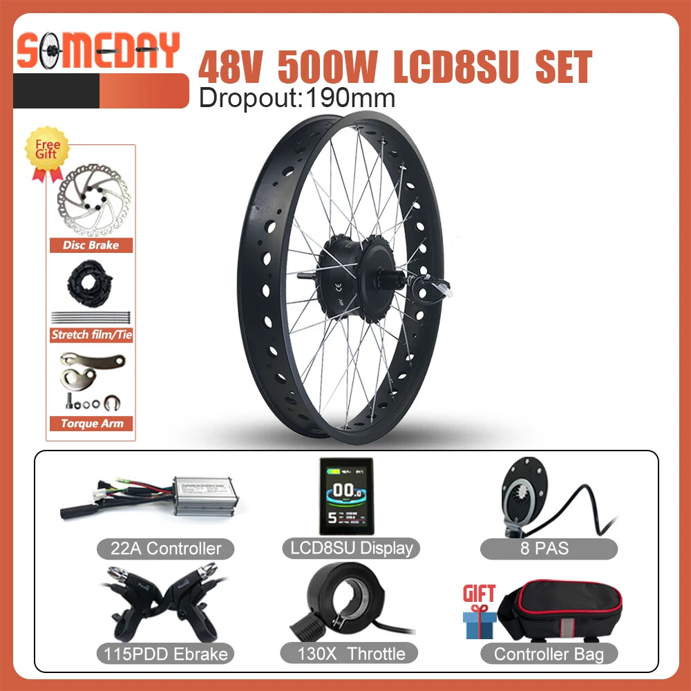 20/26in 36V 48V 500W Rear Cassette Hub Motor for Snow Fat Bike Conversion Kit