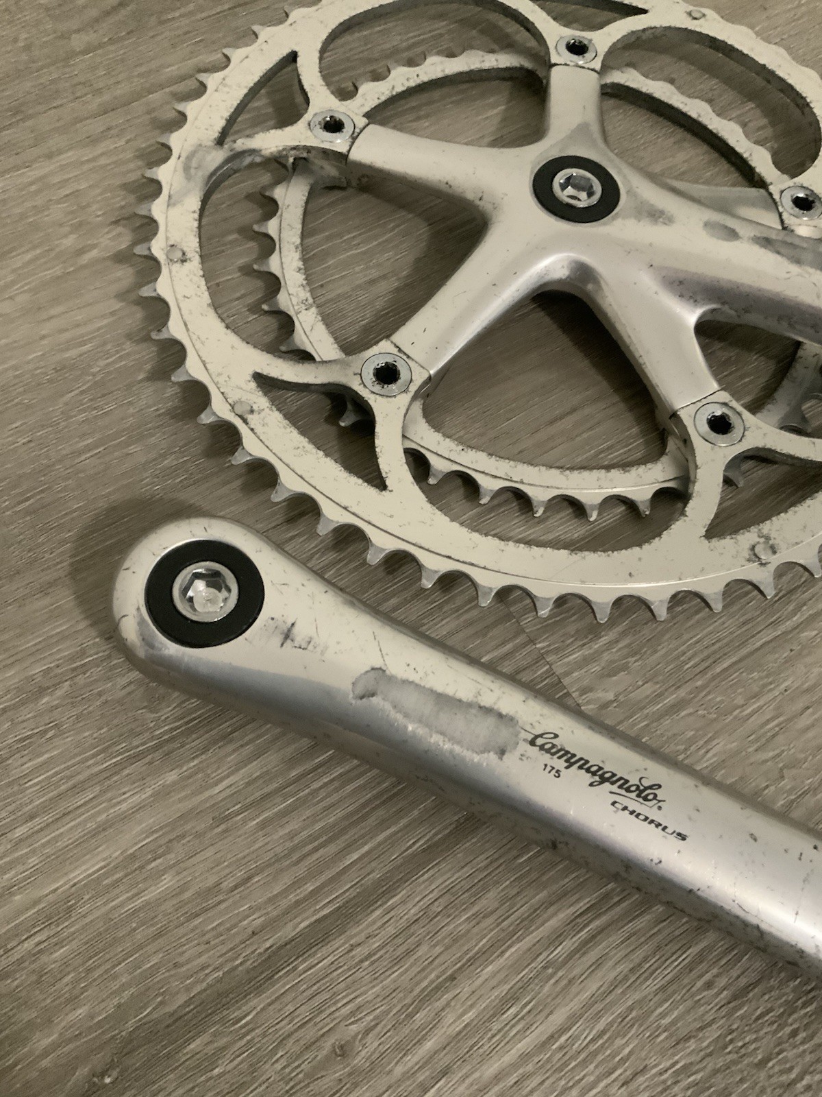 CAMPAGNOLO CHORUS CRANKSET DOUBLE 175 MM ARMS 53-39 TOOTH 7, 8 OR 9 SPEED