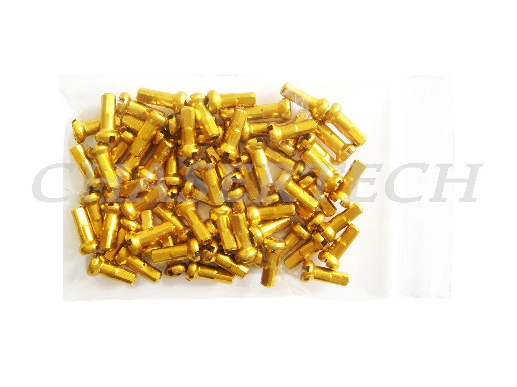 MTB Road BMX Bike 7075 Alloy Spoke Nipples 2.0mm 14G 1/2″ 100 Pcs Gold
