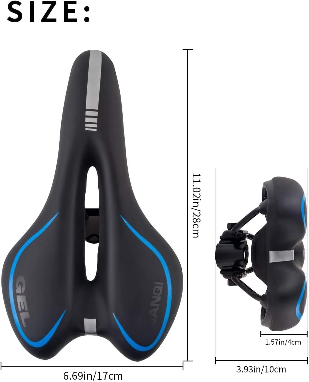 Mountain Bike Seat Bicycle Cushion Gel Pad Comfort Men Women Saddle Blue