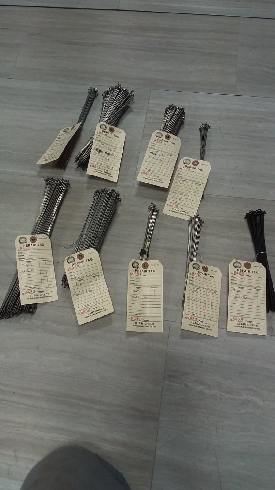 Bicycle Spokes 13Ga Assorted Steel Chrome with Nipples Various Sizes