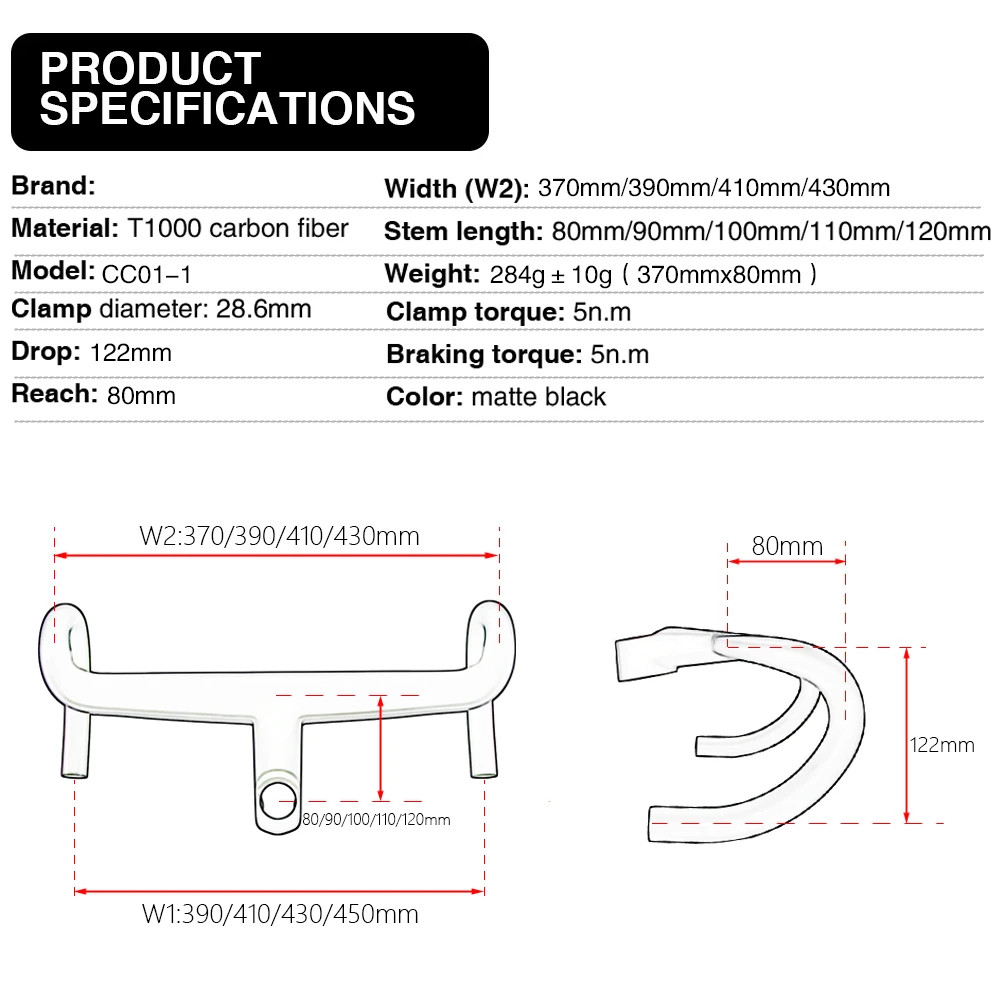 Aero Integrated Carbon Road Bicycle Handlebar 370mm-430mm for V5rs/V4rs/C68