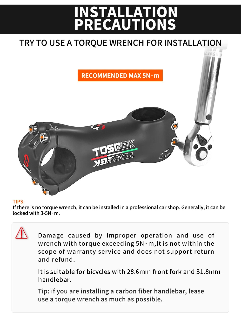 Road Mountain Power Bike Handlebar Carbon Stem 6 Degree 80/90/100/110mm 31.8mm