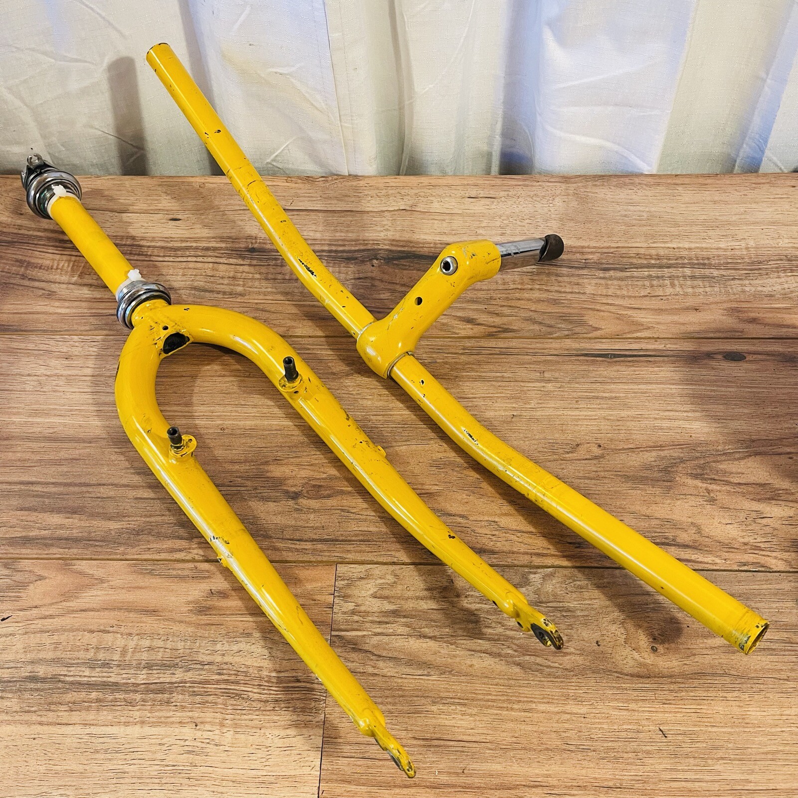 Vintage 80s 1-inch Threaded Rigid MTB Fork 26 + Matching Quill Stem & Sweep Bars