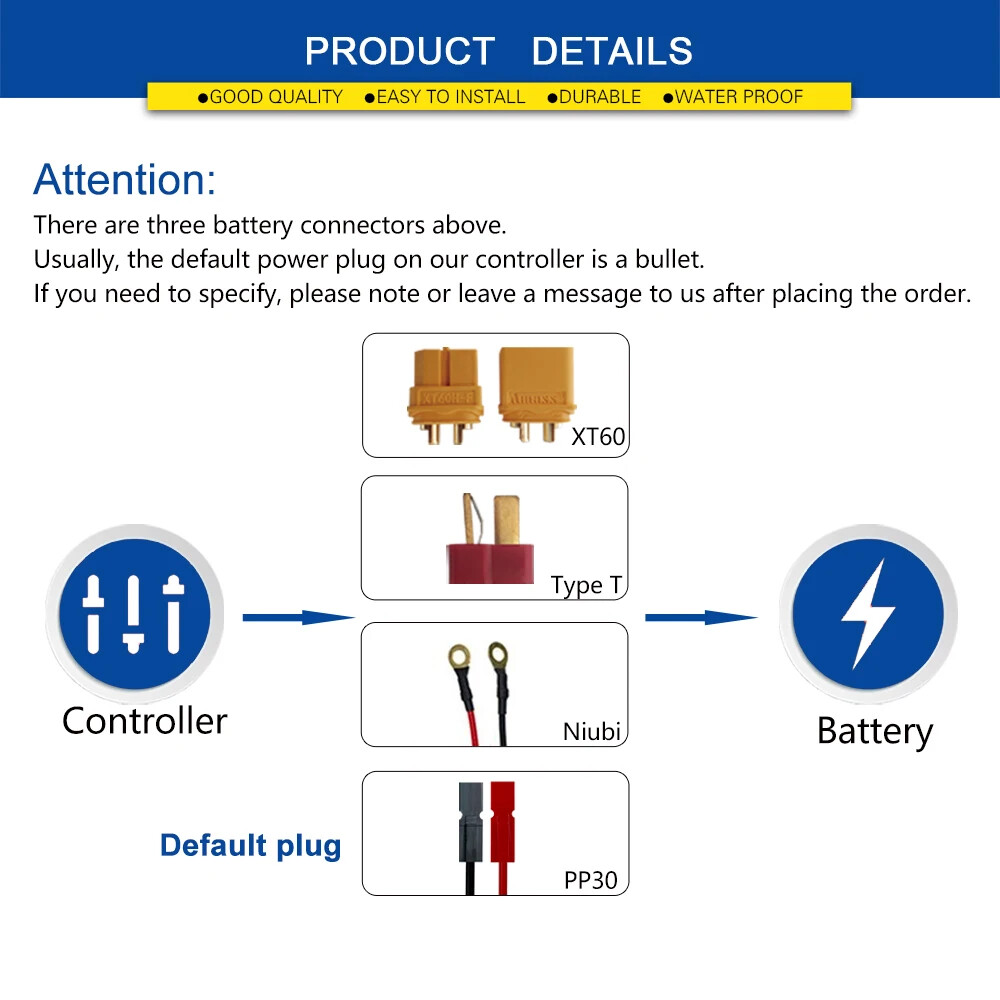 E-bike Controller 48V 1000W 1500W 30A Waterproof Connector with Light Function