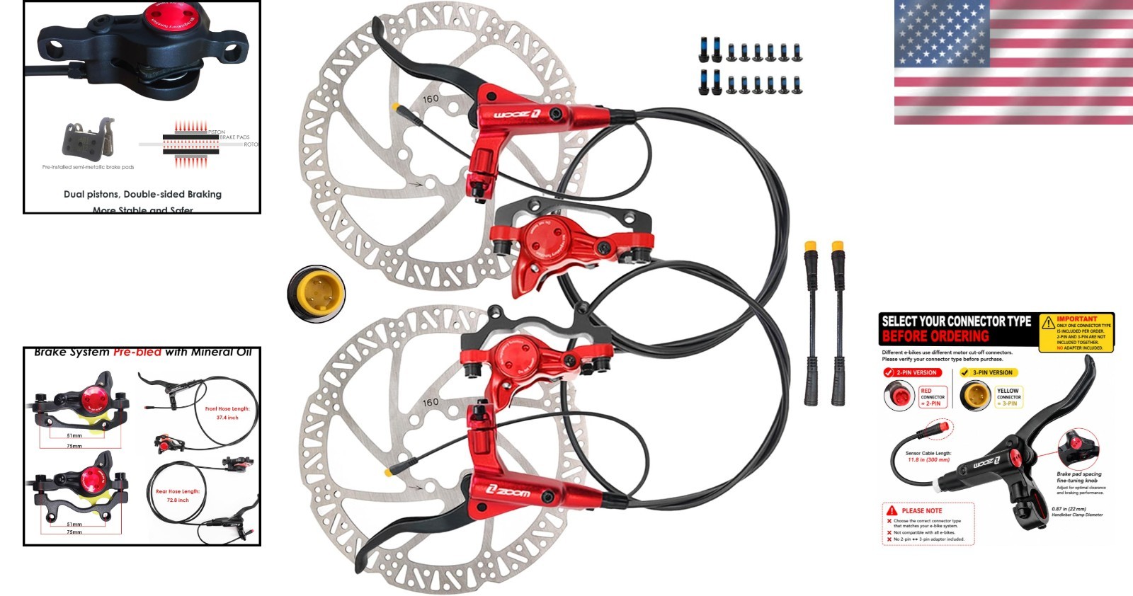 Zoom eBike Hydraulic Brake Upgrade Kit | 2/3 PIN M