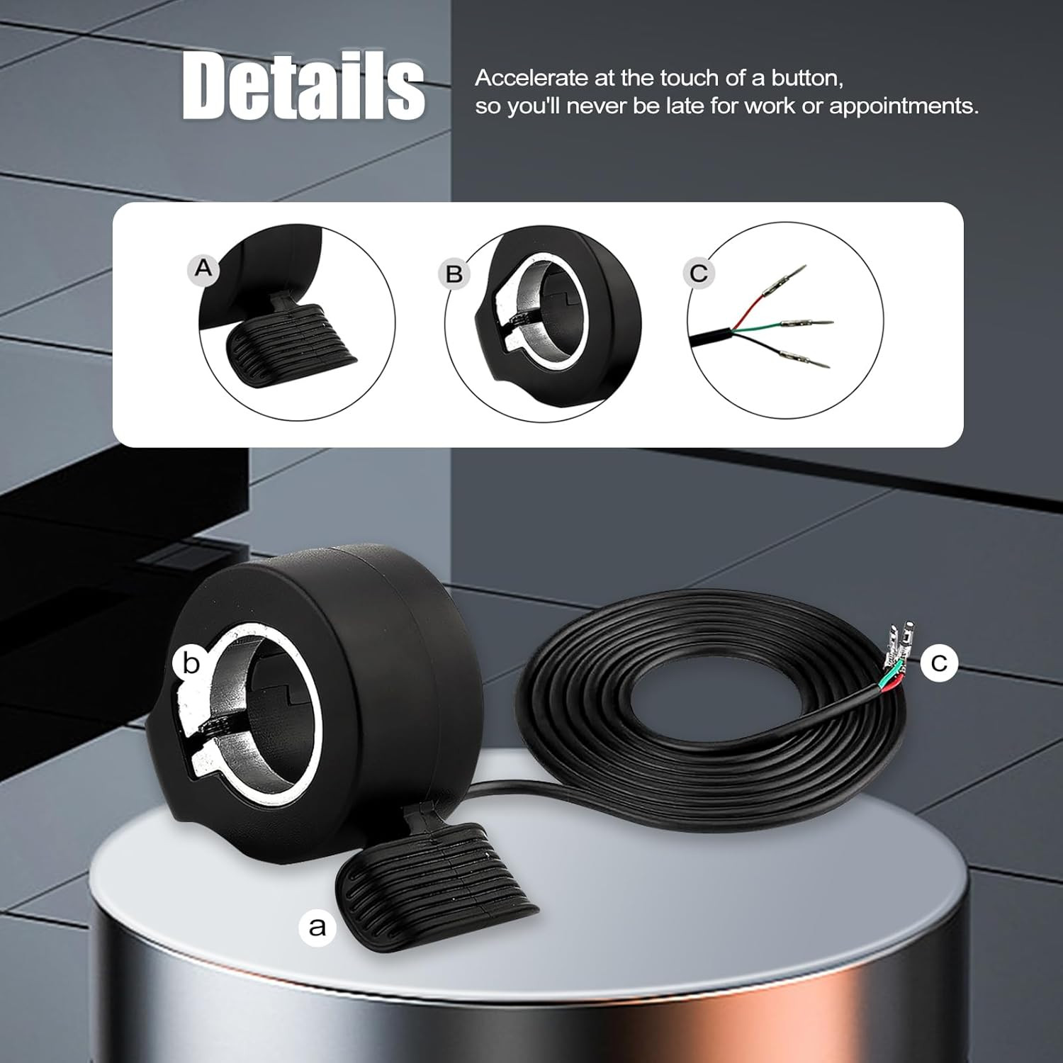 Thumb Throttle Ebike: Electric Scooter Throttle Ebike 160cm / 5.24ft Black