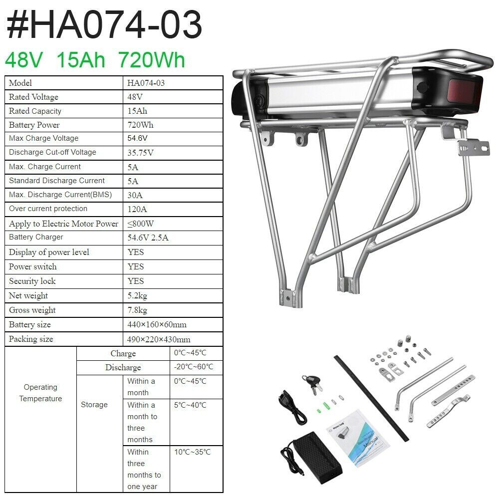 36V 48V 10Ah 15Ah 20Ah E bike Lithium Battery Pack for Electric Scooter Bicycles