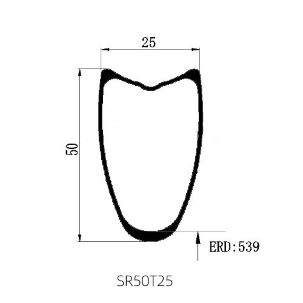 700C Road Bicycle Carbon Rim 25mm Width 50mm Depth UD 3K V Brake Disc Brake