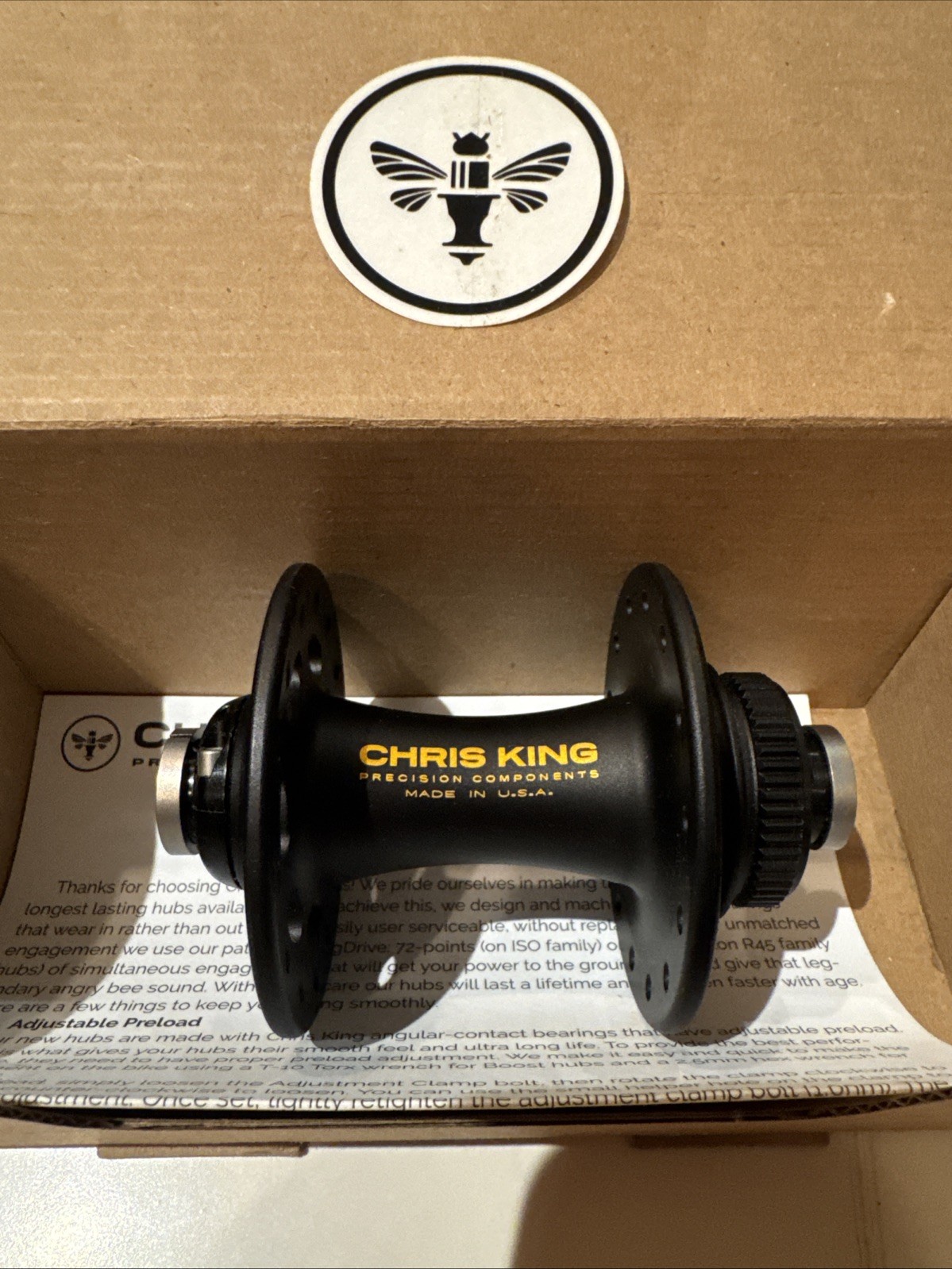Chris King R45D 28 Hole Two Tone Black Gold Front Hub 100×12