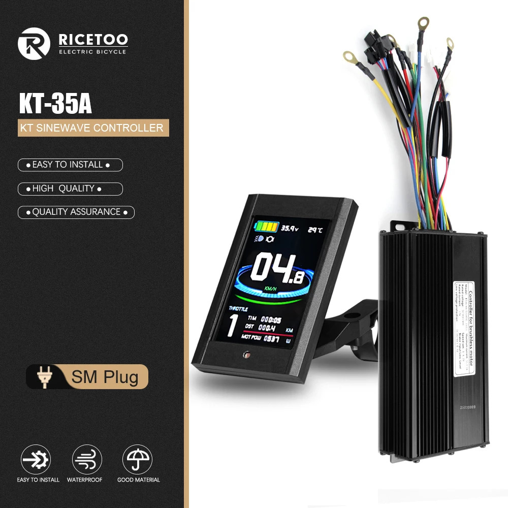 KUNTENG 35A 36-52V Sine Wave Controller 1000-1500W Brushless Motor KT Display