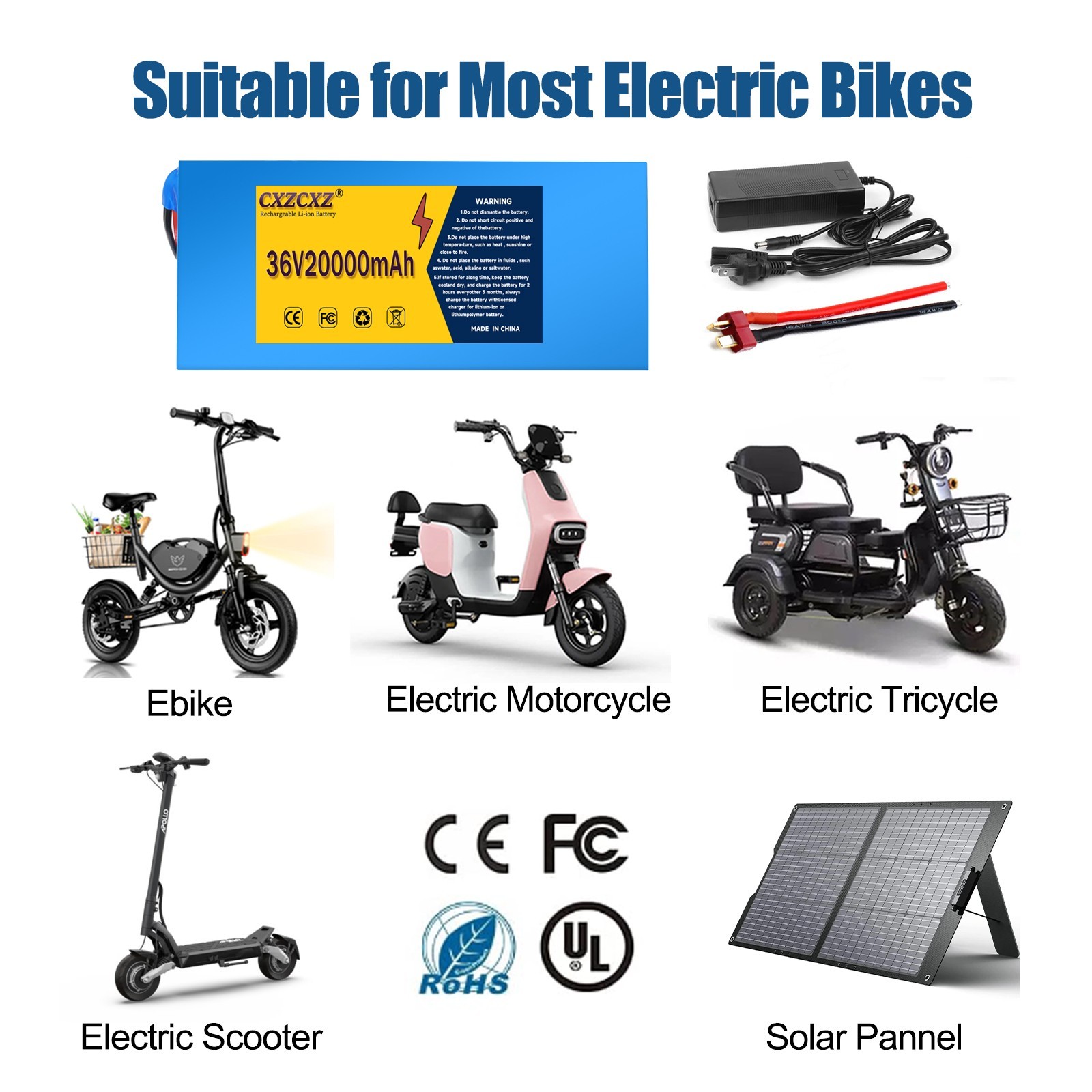 36v 20Ah Lithium Lifepo4 Ebike Battery Pack for 200W-800W Bike Motor 30A BMS