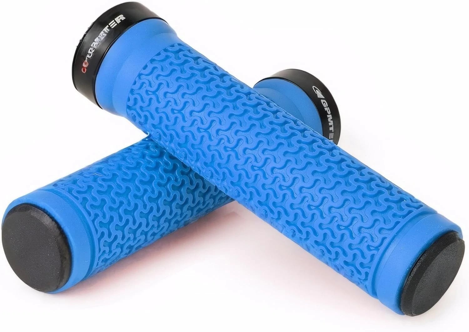 Bike Handlebar Grips 131mm Blue Soft Rubber Non Slip Ergonomic Design