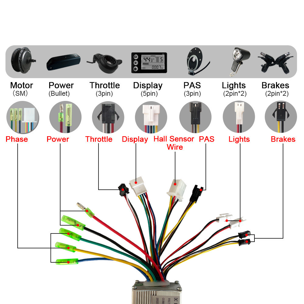 E-bike 36V 48V 6 FET 15A 250W Brushless Motor JN Controller For Electric Bicyc .