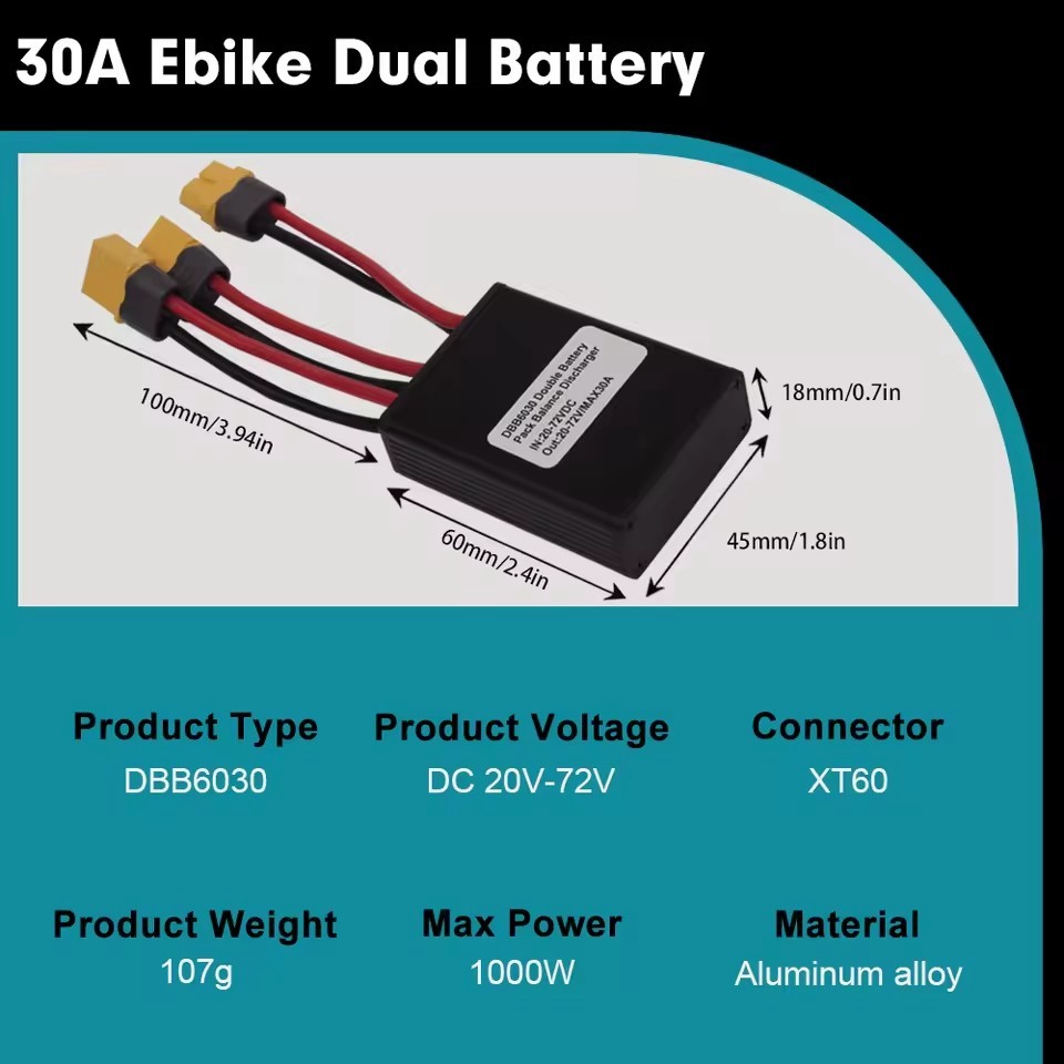Dual Battery Discharge Converter for Ebike 20A-120A Dual Battery Pack 20V-100V
