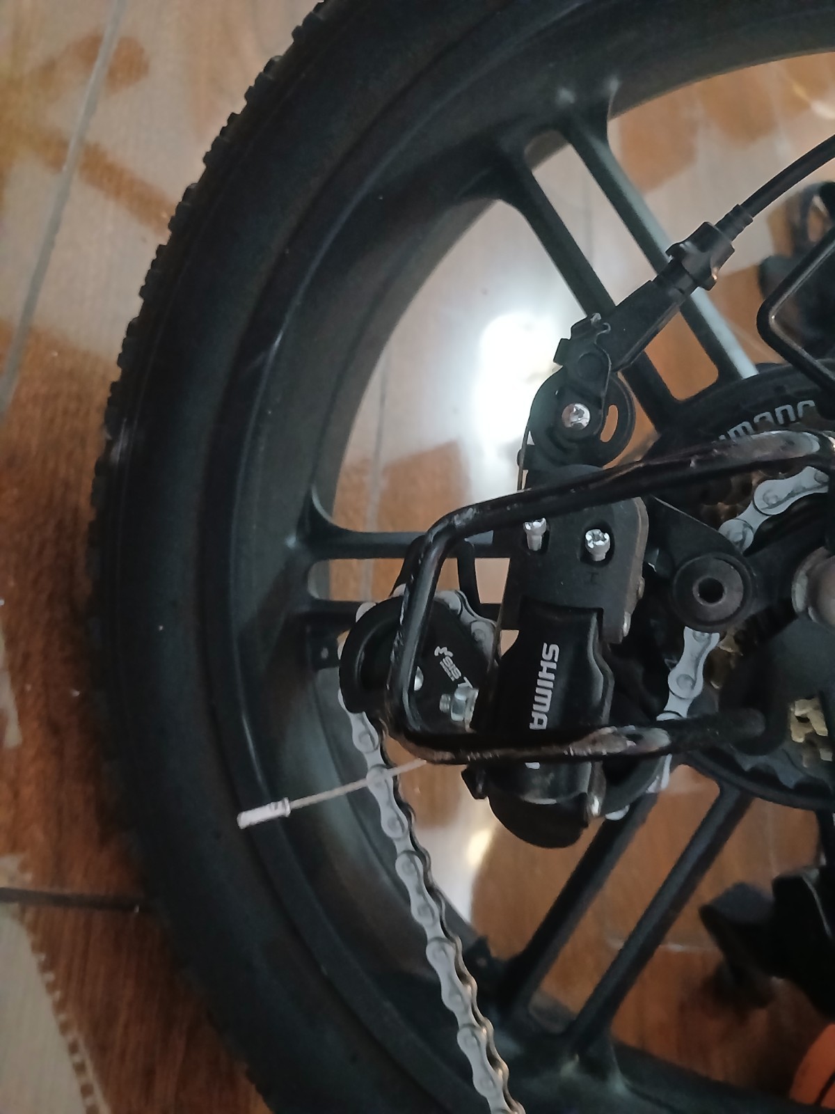 (E bike controller) Rear Derailleur 7-Speed Long Cage Black Hanger Mount