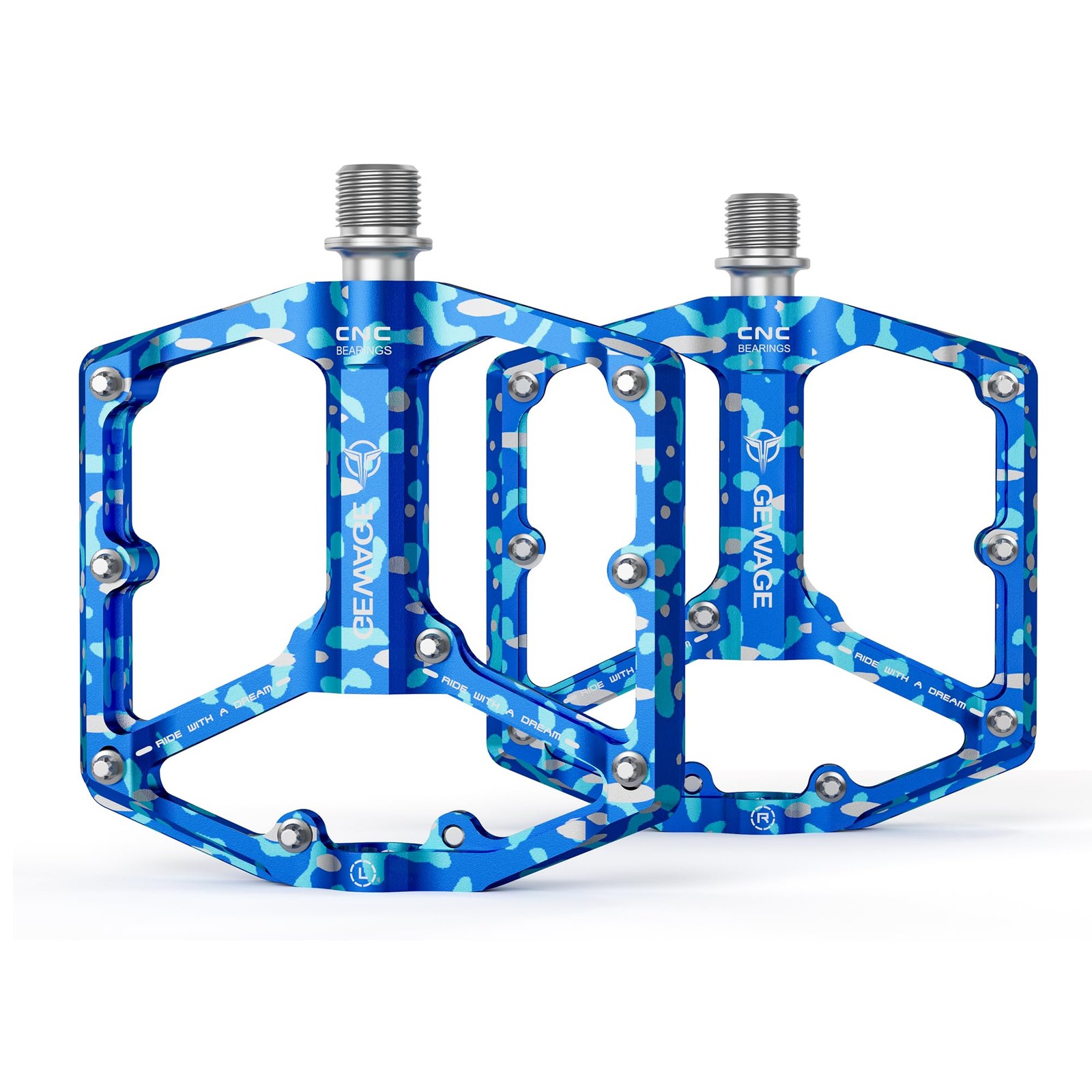 Road/Mountain Bike Pedals – 3 Bearings Bicycle Pedals – 9/16” CNC Machined Fl…