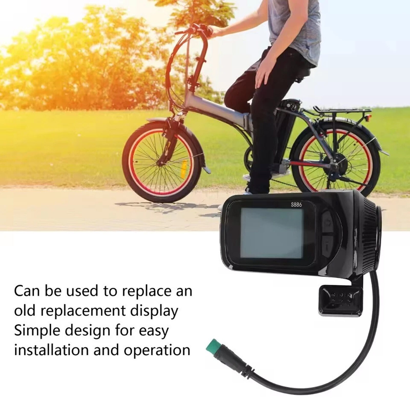 24V 36V 48V S886 E-Bike 2 in 1 LCD Speed Meter Thumb Power Throttle Display