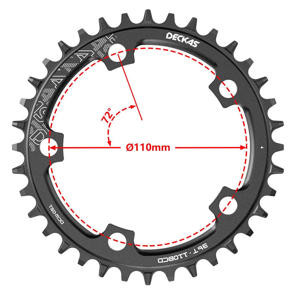 36-52T Bicycle Chainring 110 BCD Single Round Wide Narrow Teeth Chain Ring 5 Arm