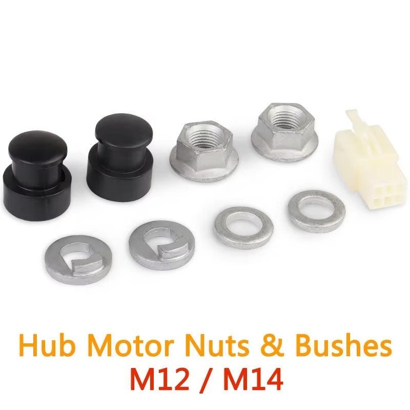 E-bike Hub Motor Axle M12 / M14 Kit Lock Nut Lock Washer Spacer Nut-Cover Set