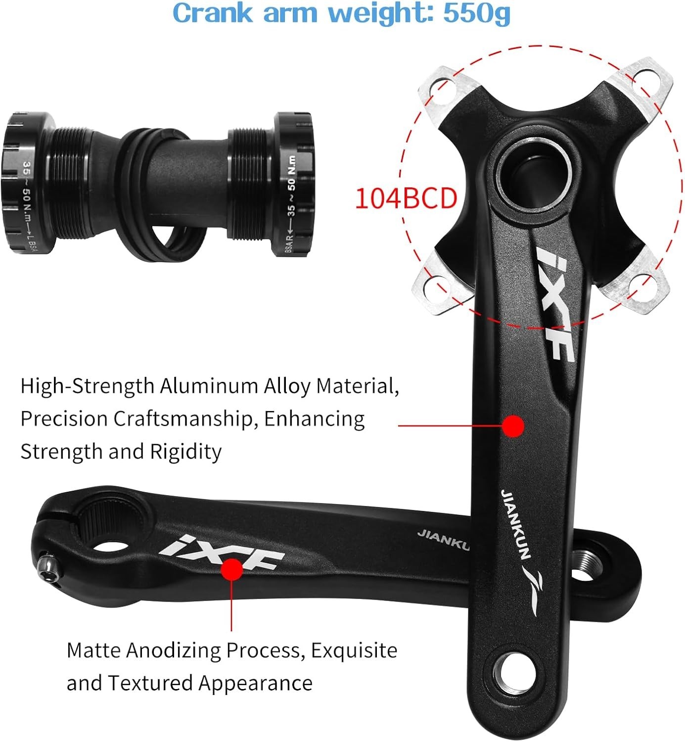 ZTZ 170mm Mountain Bike Crankset – Hollow Integrated MTB Crankset
