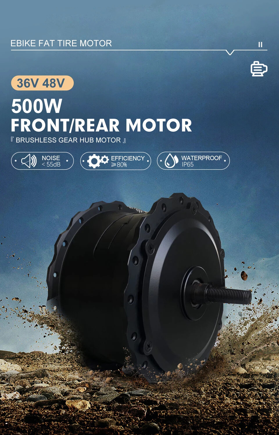 36V 48V 500W 20 24 26Inch Snow Fat E-bike Gear Front Rear Rotate Cassette Motor