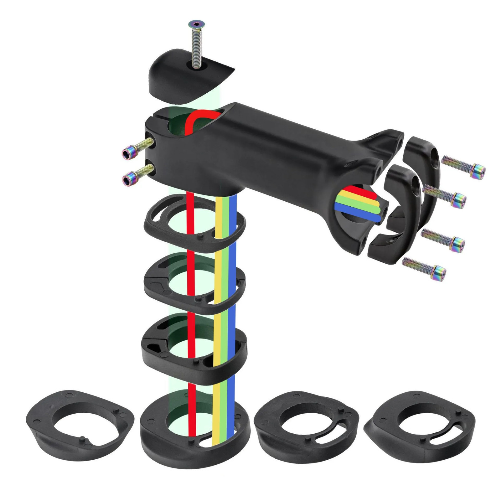 Bicycle Stem 28.6-31.8mm Internal Cable Routing Stem with Spacer Bike Parts