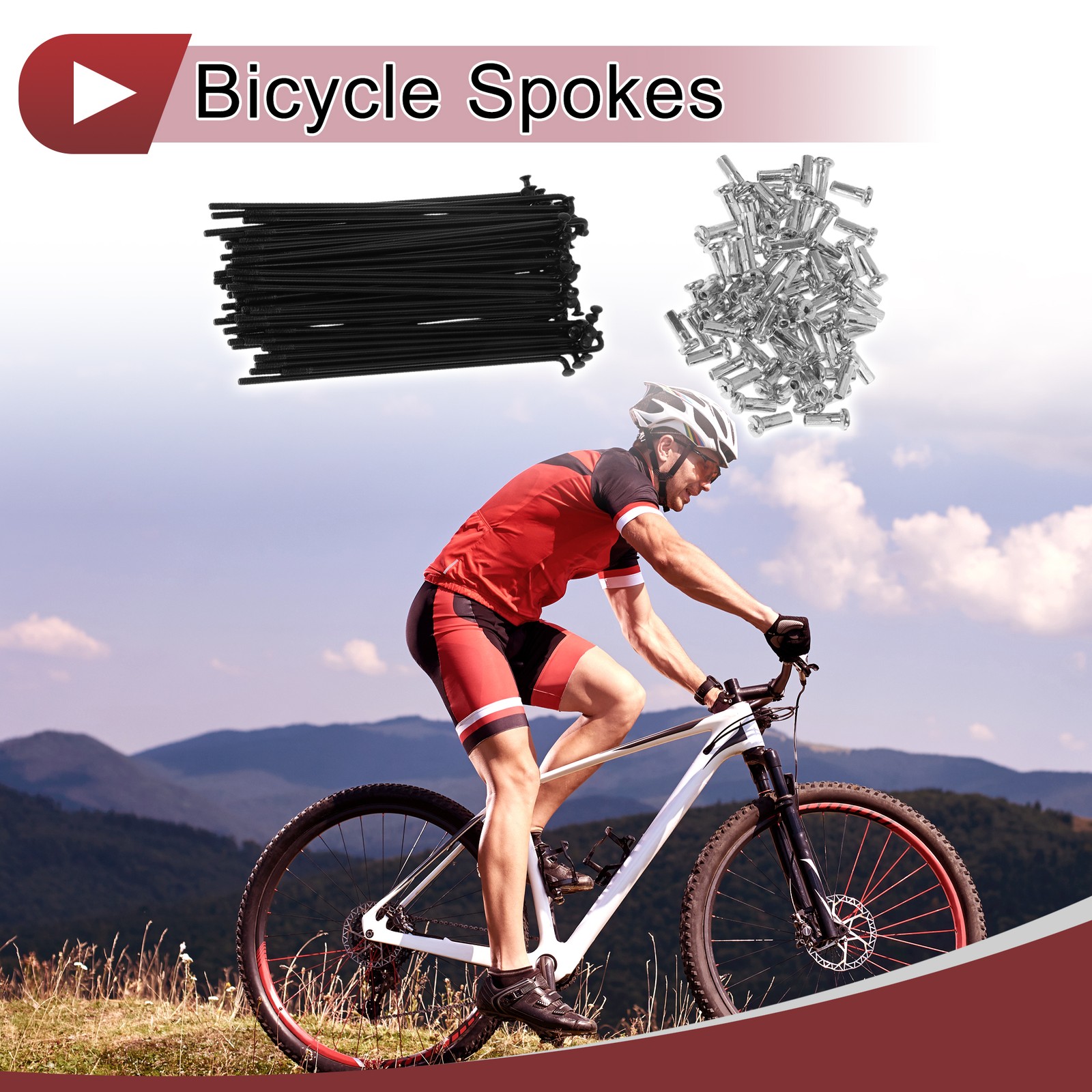72 Set 14G Bicycle Spoke 97mm Bike Wheel Spoke Carbon Steel Black