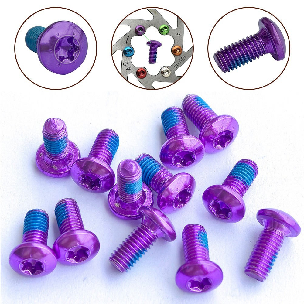 High Carbon Steel Purple T25 Screw Bolts for MTB Bike Box of 12 M5x10mm