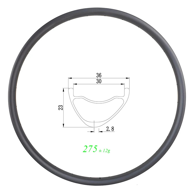 29er MTB XC 36mm Wide 23mm Deep Asymmetric Clincher Tubeless Carbon Rim 24 28H