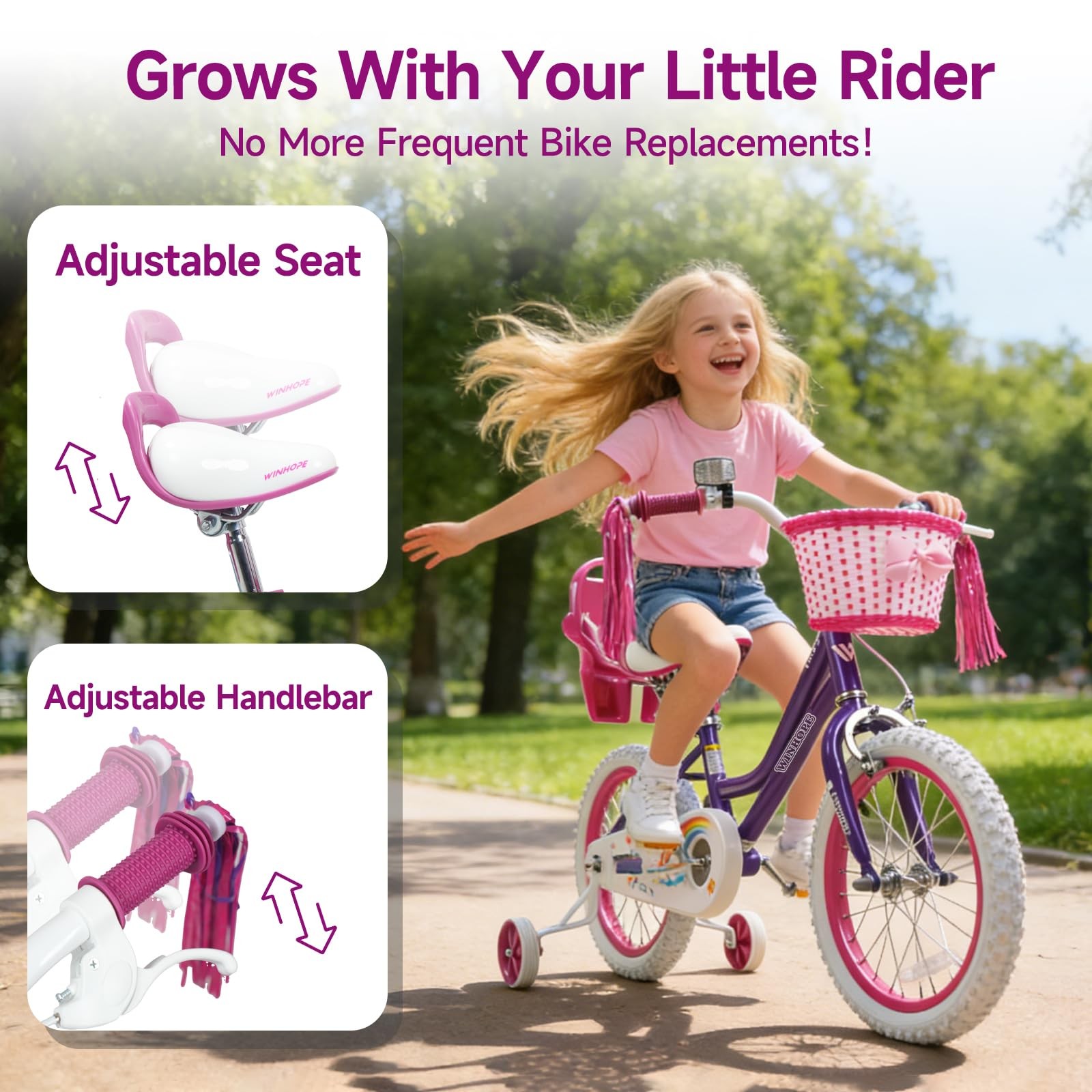 Winhope Girls Bike 12 14 16 18 20 Inch Kids Bike For 2-12 Years Old Childrens