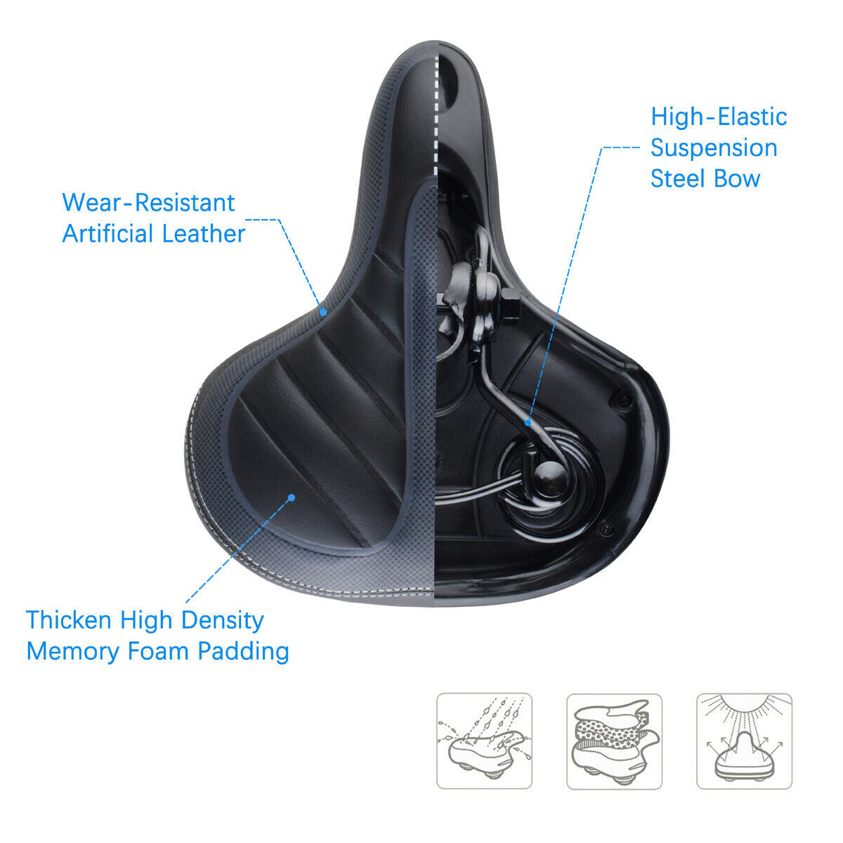 Comfort Wide Big Bum Soft Gel E-bike Bicycle Saddle Seat Air Cushion Gel Pad