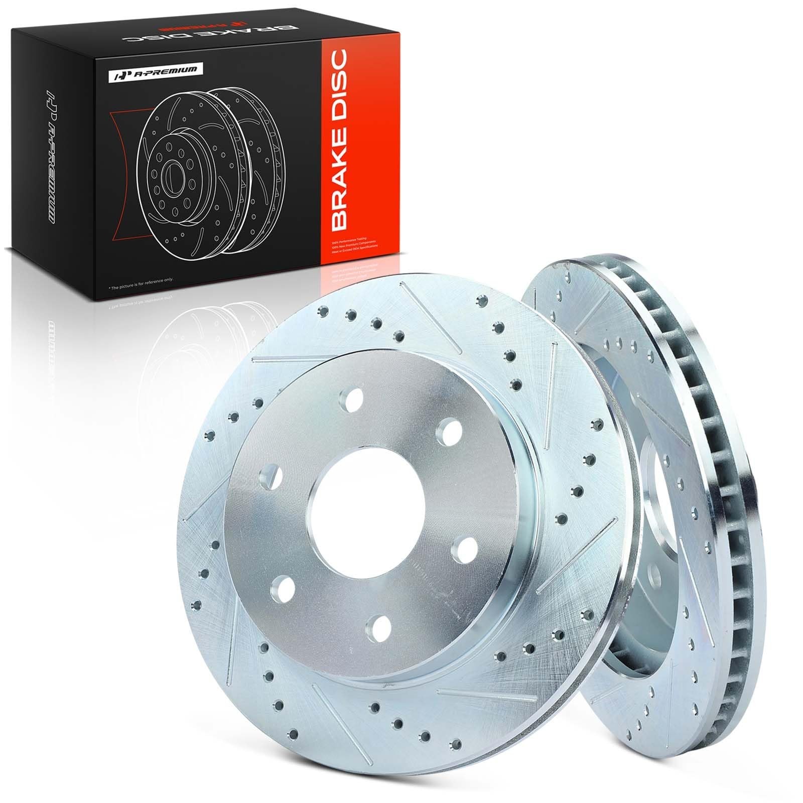 A-Premium 12.01 inch (305mm) Front Drilled and Slotted Disc Brake Rotors Comp…
