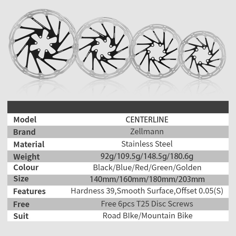 Bicycle Disc Brake Rotors 140/160/180/203mm Road Bike Front Rear Rotor Stainless