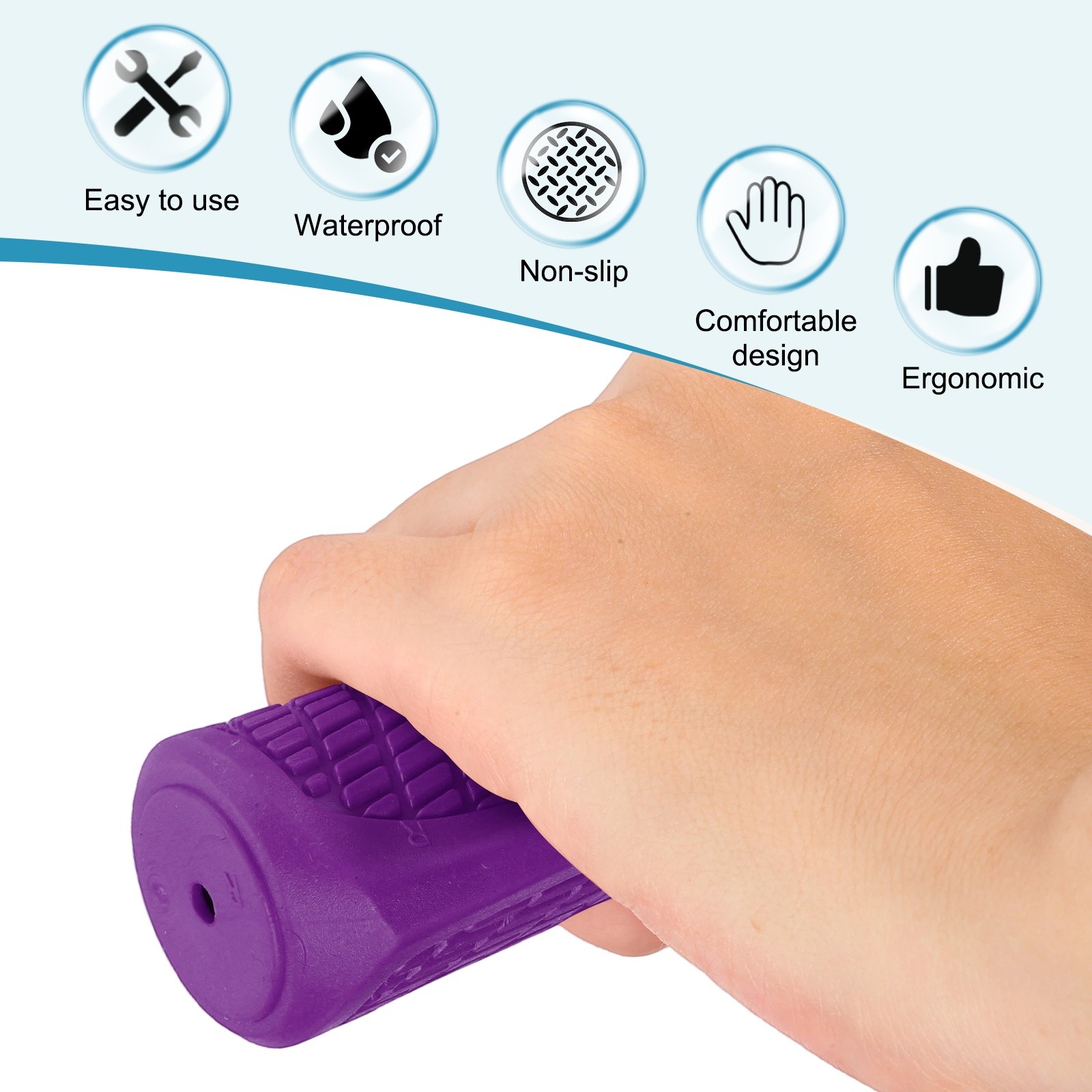 Ergonomic Bike Grips for Bicycle with Wrench 5.3in Diamond-Texture Purple