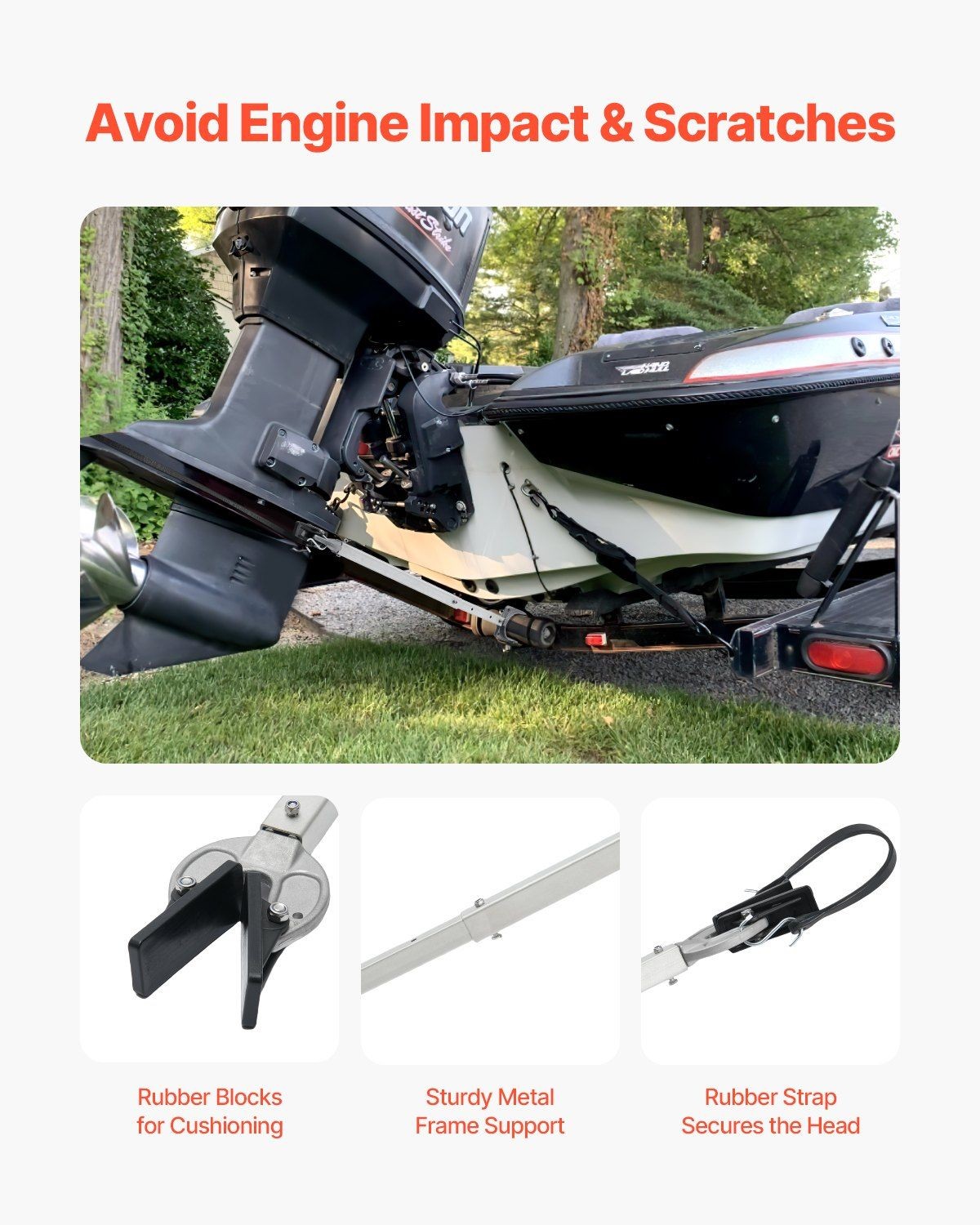 23-35in Adjustable Transom Saver, Galvanized Steel, 100HP Outboard